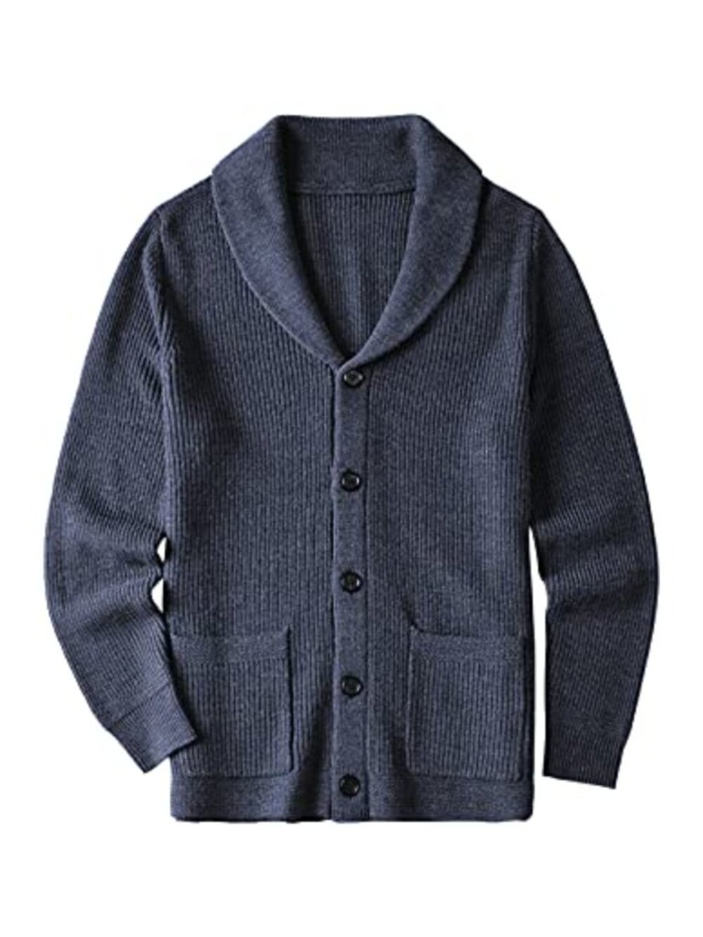 Merino Wool Blend Cardigan Shawl Collar Cable Knit Button Up Sweater